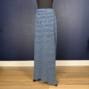 Splendid Blue & White Striped Knit Pull-on Maxi Skirt, Size Large